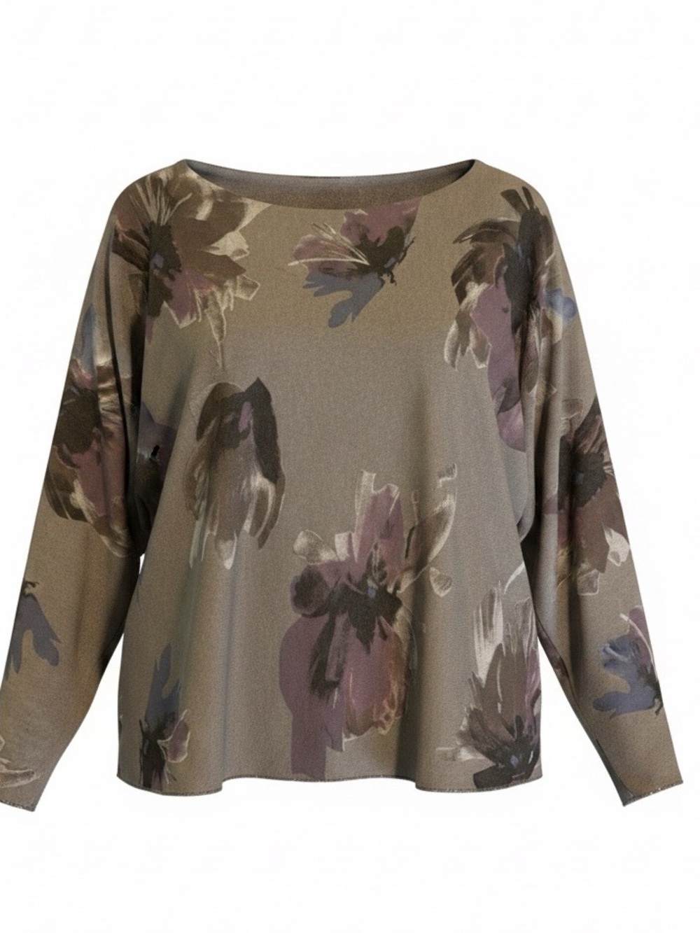 Made in Italy Floral Batwing Sweater | Viscose Knit | L/XL